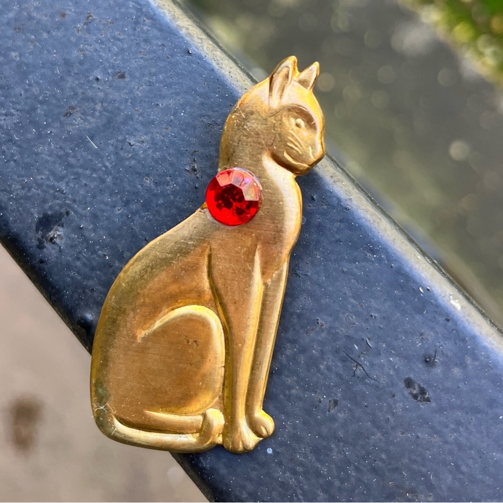 Vintage Brass Cat Pin